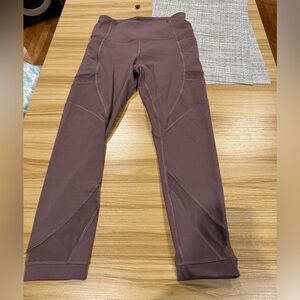 Lululemon Mesh In Motion Crop 23” Antique Bark Sz 6 Leggings